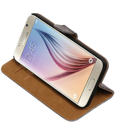 Grijs Mini Slang Booktype Samsung Galaxy S7 Plus Wallet Cover Hoesje