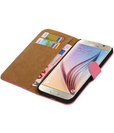 Roze Effen Booktype Samsung Galaxy S7 Plus Wallet Cover Hoesje