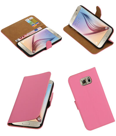 Roze Effen Booktype Samsung Galaxy S7 Plus Wallet Cover Hoesje