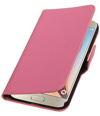 Roze Effen Booktype Samsung Galaxy S7 Plus Wallet Cover Hoesje