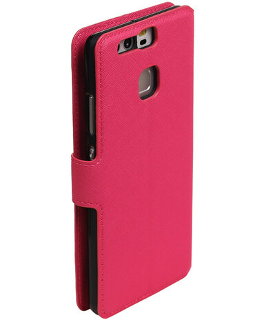 Roze Huawei P9 TPU wallet case booktype hoesje HM Book