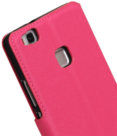 Roze Huawei P9 Lite TPU wallet case booktype hoesje HM Book