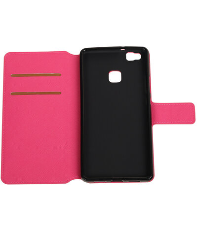 Roze Huawei P9 Lite TPU wallet case booktype hoesje HM Book