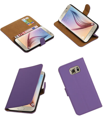Paars Effen Booktype Hoesje voor Samsung Galaxy S7 Plus Wallet Cover