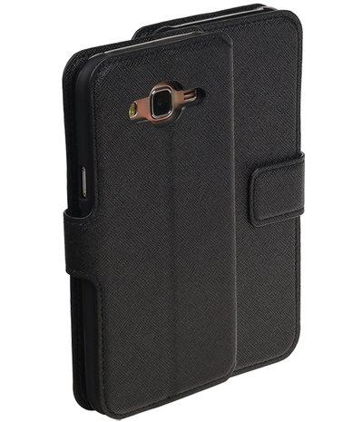 Zwart Hoesje voor Samsung Galaxy J5 2015 TPU wallet case booktype HM Book