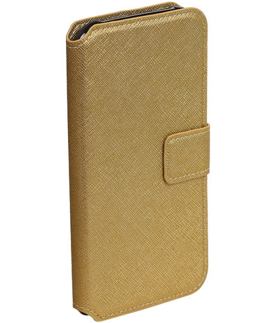 Goud Hoesje voor Samsung Galaxy J5 2015 TPU wallet case booktype HM Book