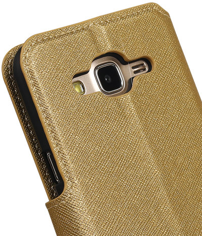 Goud Samsung Galaxy J5 2015 TPU wallet case booktype hoesje HM Book