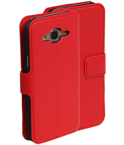 Rood Hoesje voor Samsung Galaxy J5 2015 TPU wallet case booktype HM Book