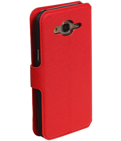 Rood Hoesje voor Samsung Galaxy J5 2015 TPU wallet case booktype HM Book