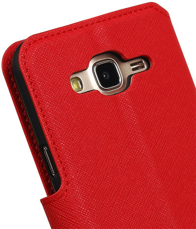 Rood Hoesje voor Samsung Galaxy J5 2015 TPU wallet case booktype HM Book