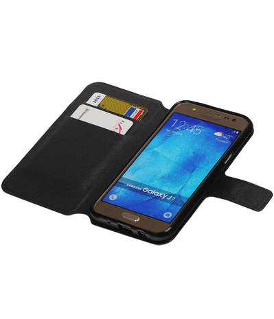 Zwart Samsung Galaxy J7 TPU wallet case booktype hoesje HM Book