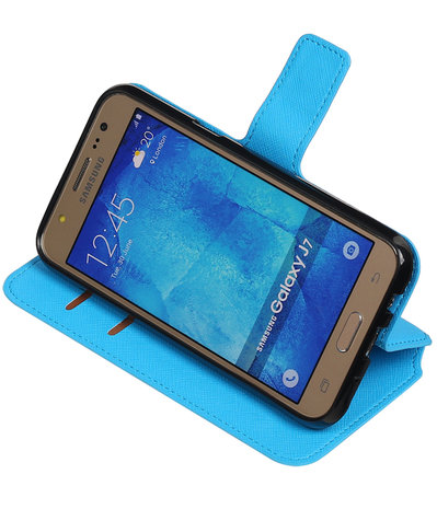 Blauw Hoesje voor Samsung Galaxy J7 2015 TPU wallet case booktype HM Book