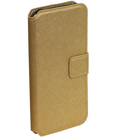 Goud Hoesje voor Samsung Galaxy J7 2015 TPU wallet case booktype HM Book