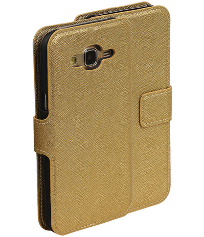 Goud Hoesje voor Samsung Galaxy J7 2015 TPU wallet case booktype HM Book