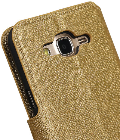 Goud Hoesje voor Samsung Galaxy J7 2015 TPU wallet case booktype HM Book