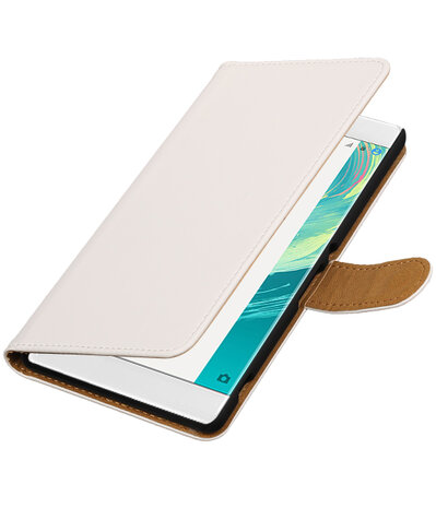 Wit Effen booktype wallet cover voor Hoesje voor Sony Xperia C6
