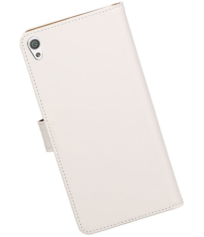 Wit Effen booktype wallet cover voor Hoesje voor Sony Xperia C6