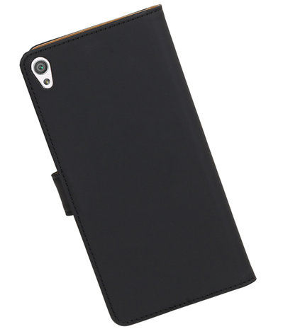 Zwart Effen booktype wallet cover voor Hoesje voor Sony Xperia C6