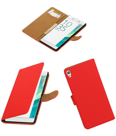 Rood Effen booktype wallet cover voor Hoesje voor Sony Xperia C6