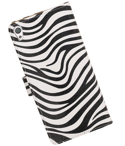 Zebra booktype wallet cover voor Hoesje voor Sony Xperia C6