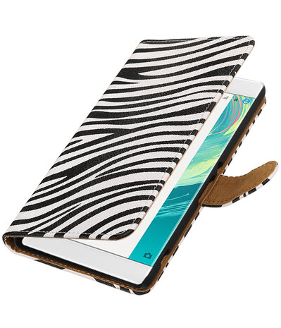 Zebra booktype wallet cover voor Hoesje voor Sony Xperia C6