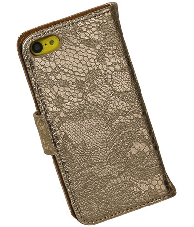 Apple iPhone 5c Hoesje - Goud Lace Kant Design 