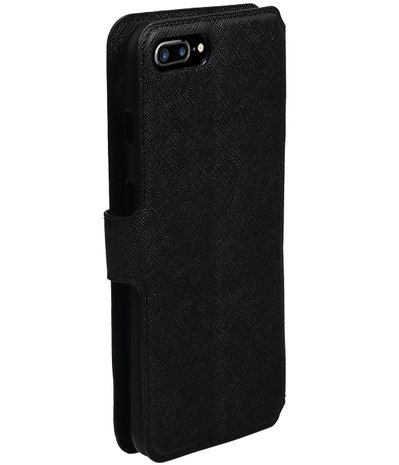 Zwart Apple iPhone 7 Plus TPU wallet case booktype hoesje HM Book