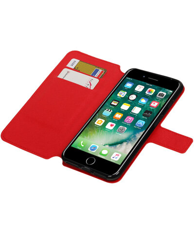 Rood Apple iPhone 7 Plus TPU wallet case booktype hoesje HM Book