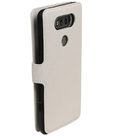 Wit Hoesje voor LG V20 TPU wallet case booktype HM Book