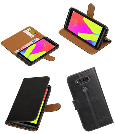 Zwart Pull-Up PU booktype wallet hoesje voor LG V20