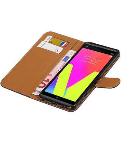 Zwart Pull-Up PU booktype wallet hoesje voor LG V20