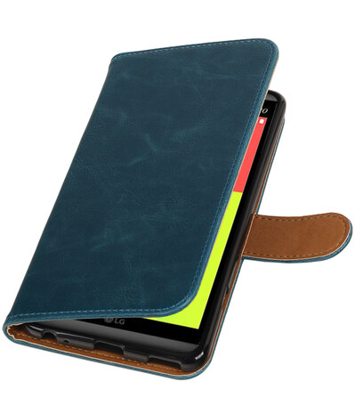 Blauw Pull-Up PU booktype wallet hoesje voor LG V20