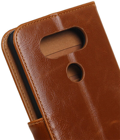 Bruin Pull-Up PU booktype wallet hoesje voor LG V20