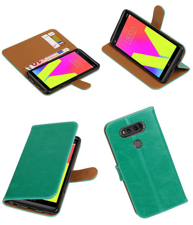 Groen Pull-Up PU booktype wallet hoesje voor LG V20