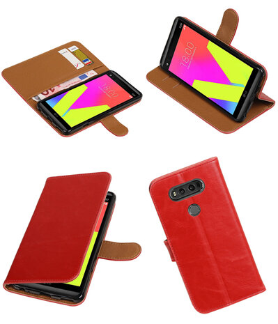 Rood Pull-Up PU booktype wallet hoesje voor LG V20