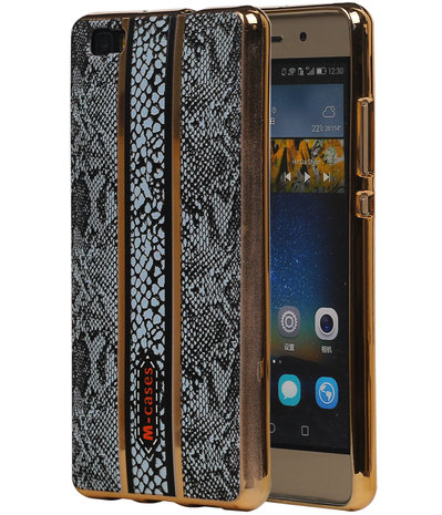 M-Cases Zwart Slang Design TPU back case cover hoesje voor Huawei P8 Lite