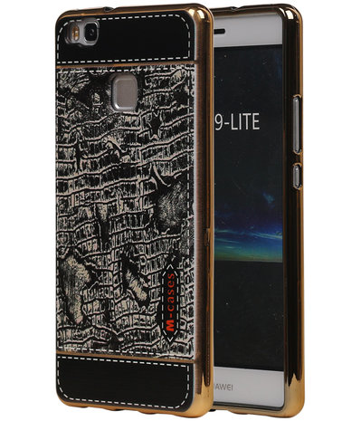 M-Cases Zwart Krokodil Design TPU back case cover hoesje voor Huawei P9 Lite