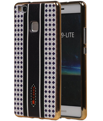 M-Cases Bruin Paars Ruit Design TPU back case cover hoesje voor Huawei P9 Lite