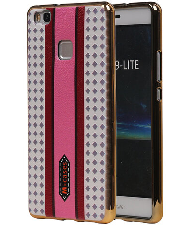 M-Cases Roze Paars Ruit Design TPU back case cover hoesje voor Huawei P9 Lite