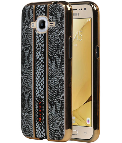 M-Cases Zwart Slang Design TPU back case hoesje voor Samsung Galaxy J2 2016