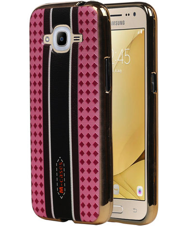 M-Cases Roze Ruit Design TPU back case hoesje voor Samsung Galaxy J2 2016