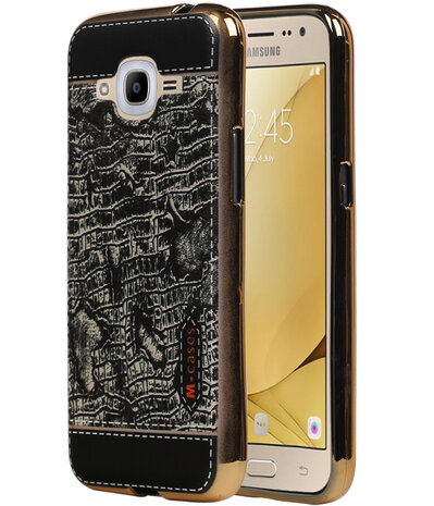 M-Cases Zwart Krokodil Design TPU back case hoesje voor Samsung Galaxy J5 2016