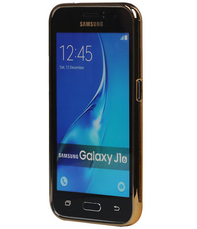 M-Cases Bruin Leder Design TPU back case hoesje voor Samsung Galaxy J1 2016