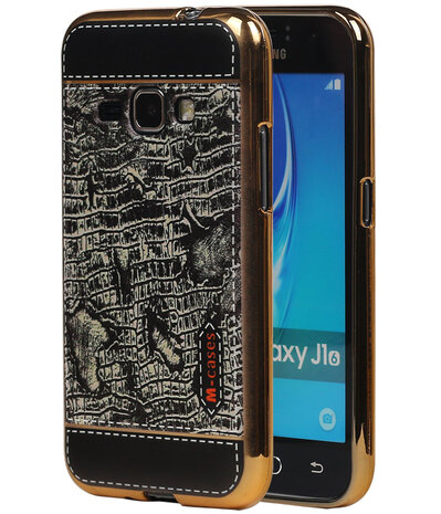 M-Cases Zwart Krokodil Design TPU back case hoesje voor Samsung Galaxy J1 2016