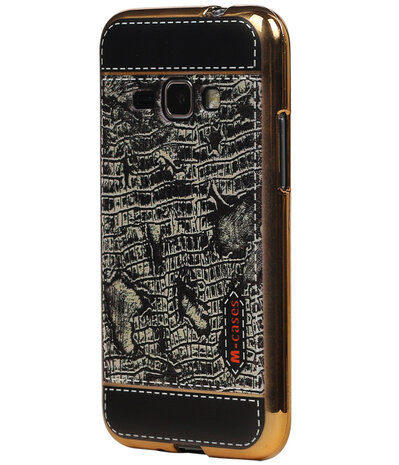 M-Cases Zwart Krokodil Design TPU back case hoesje voor Samsung Galaxy J1 2016