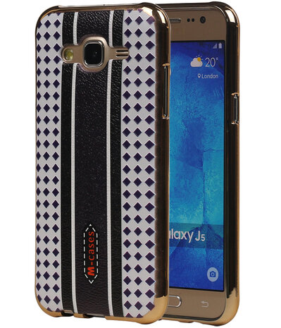 M-Cases Bruin Paars Ruit Design TPU back case hoesje voor Samsung Galaxy J5 2015