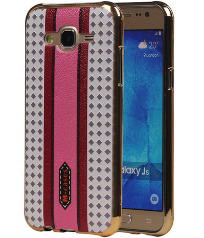 M-Cases Roze Paars Ruit Design TPU back case hoesje voor Samsung Galaxy J5 2015