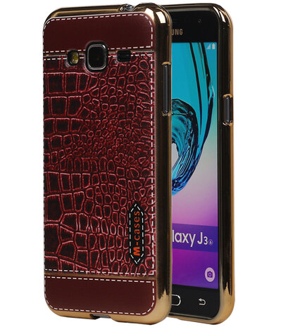 M-Cases Bruin Krokodil Design TPU back case hoesje voor Samsung Galaxy J3 2016