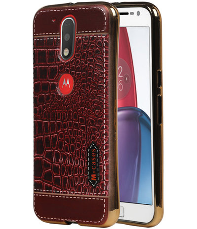 M-Cases Bruin Krokodil Design TPU back case hoesje voor Motorola Moto G4 / G4 Plus