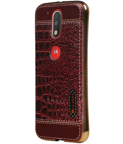 M-Cases Bruin Krokodil Design TPU back case hoesje voor Motorola Moto G4 / G4 Plus